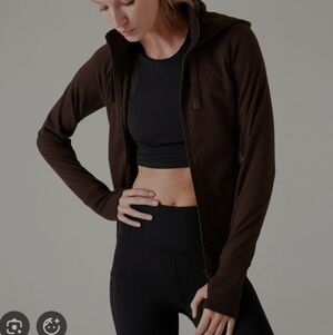 Athleta Triumph Full Zip Hooded Jacket Toasted Brown XXS